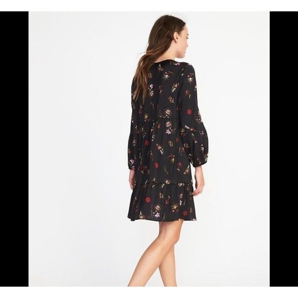 Old Navy Floral Dress Women XXL Black Bohemian Prairie Peasant Cottagecore - Picture 10 of 10
